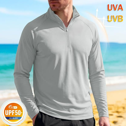 Men's 1/4 Zip Shirt UPF 50+ Quick Dry Lightweight Long Sleeve