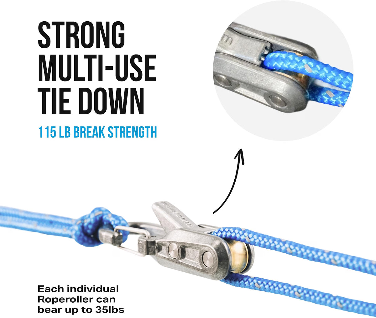 Rope tensioner with working and maximum load information
