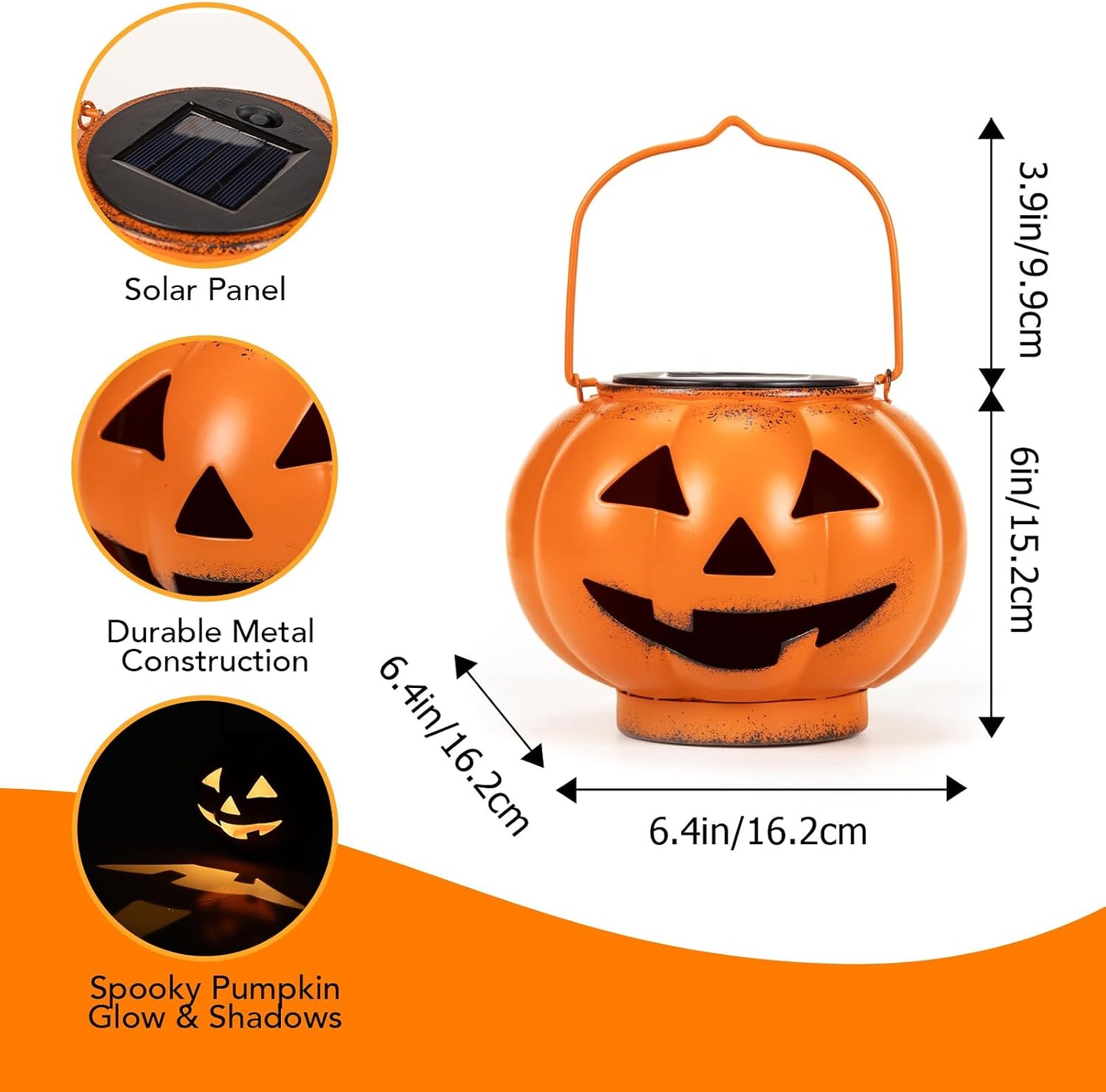 Halloween Pumpkin Solar Lanterns - Jack O Lantern Hanging Solar Light Waterproof