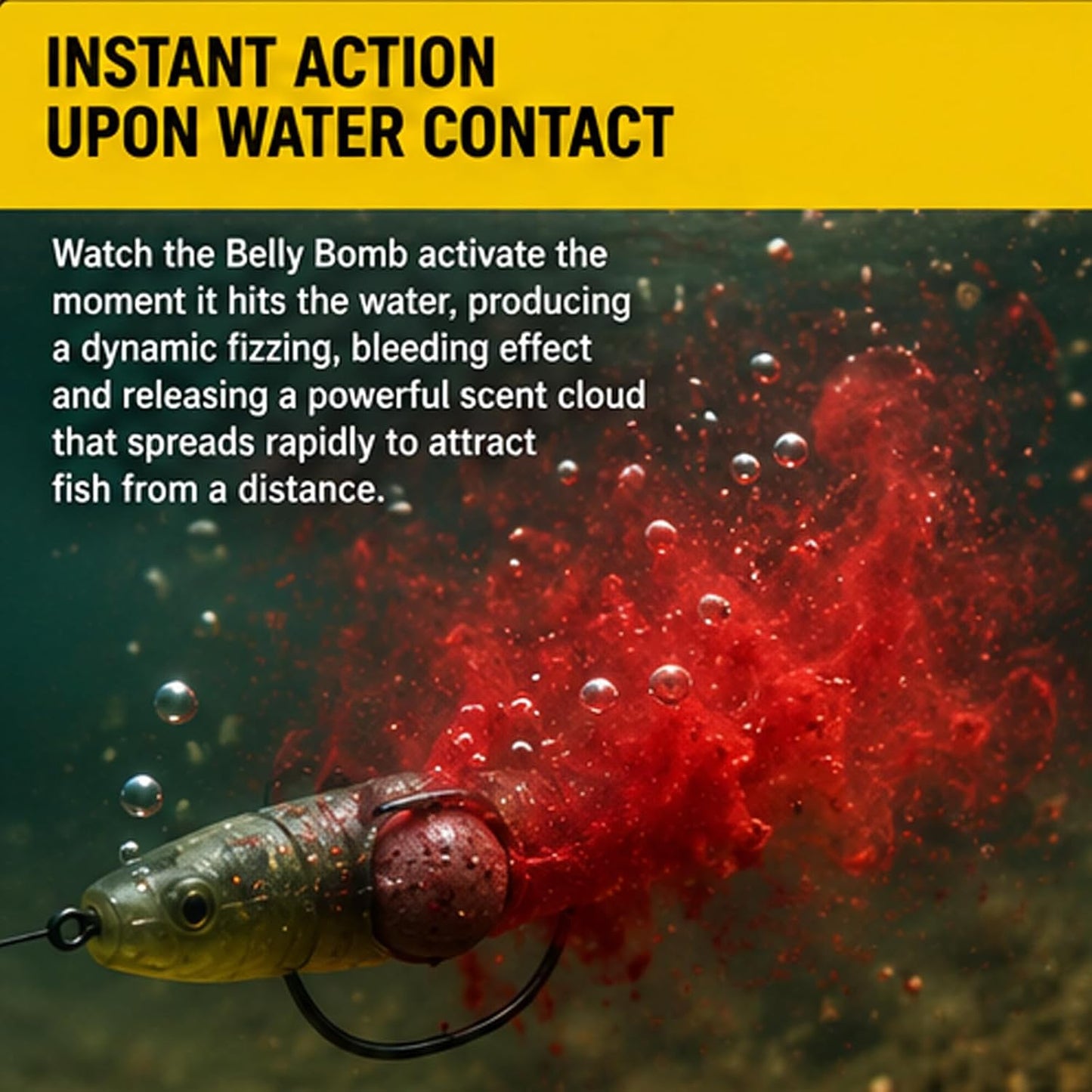 Fishing Bait, 2026 New Belly Bombs Fishing Attractant – Instant Fizzing, Scent Dispersion for Soft Plastics & Bait Bands – Attracts More Strikes