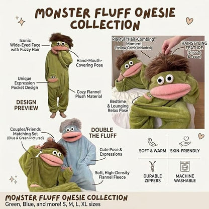 2026 New Funny Green Monster Pajamas Kids Onesie