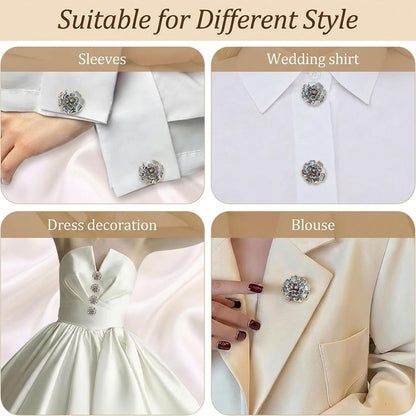 Luxury Crystal Floral Button Covers for Women Blouses