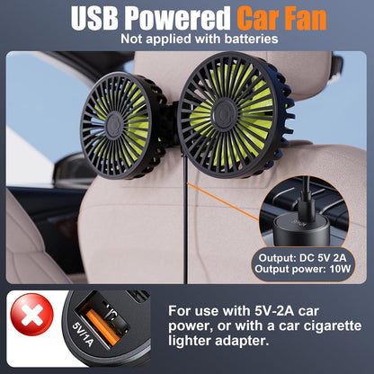 Car Garage Double-headed Fan, 360° Adjustable Angle Car Fan