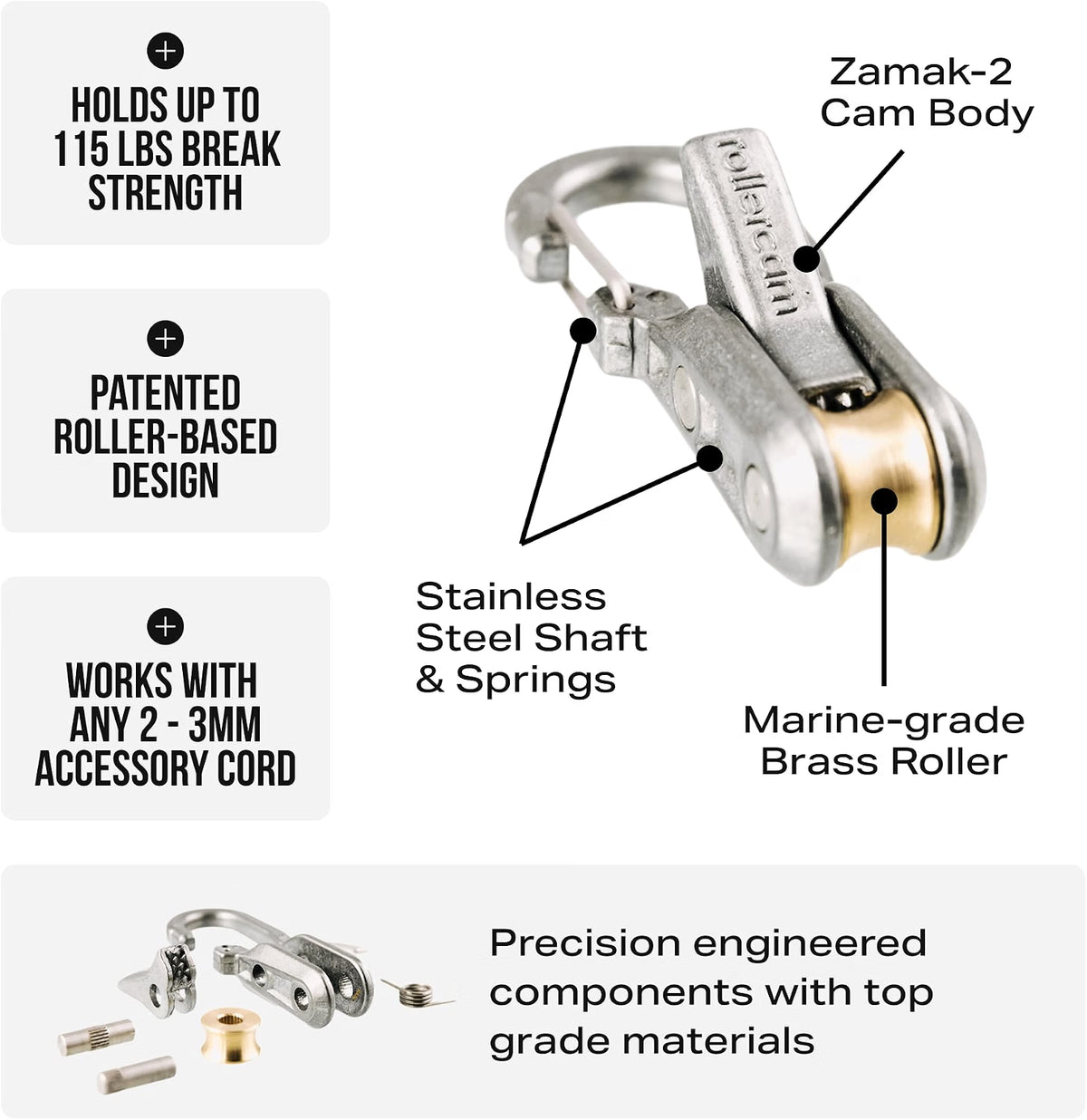 Stainless Steel Roperoller Pulley Tensioning Kit with Accessory Cord