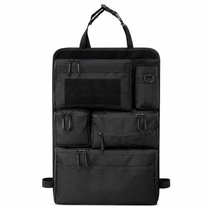 🎉🚗 Tactical Car Backseat Organizer: Heavy-Duty Nylon, Webbed Loops, Buckled Straps, Universal Fit