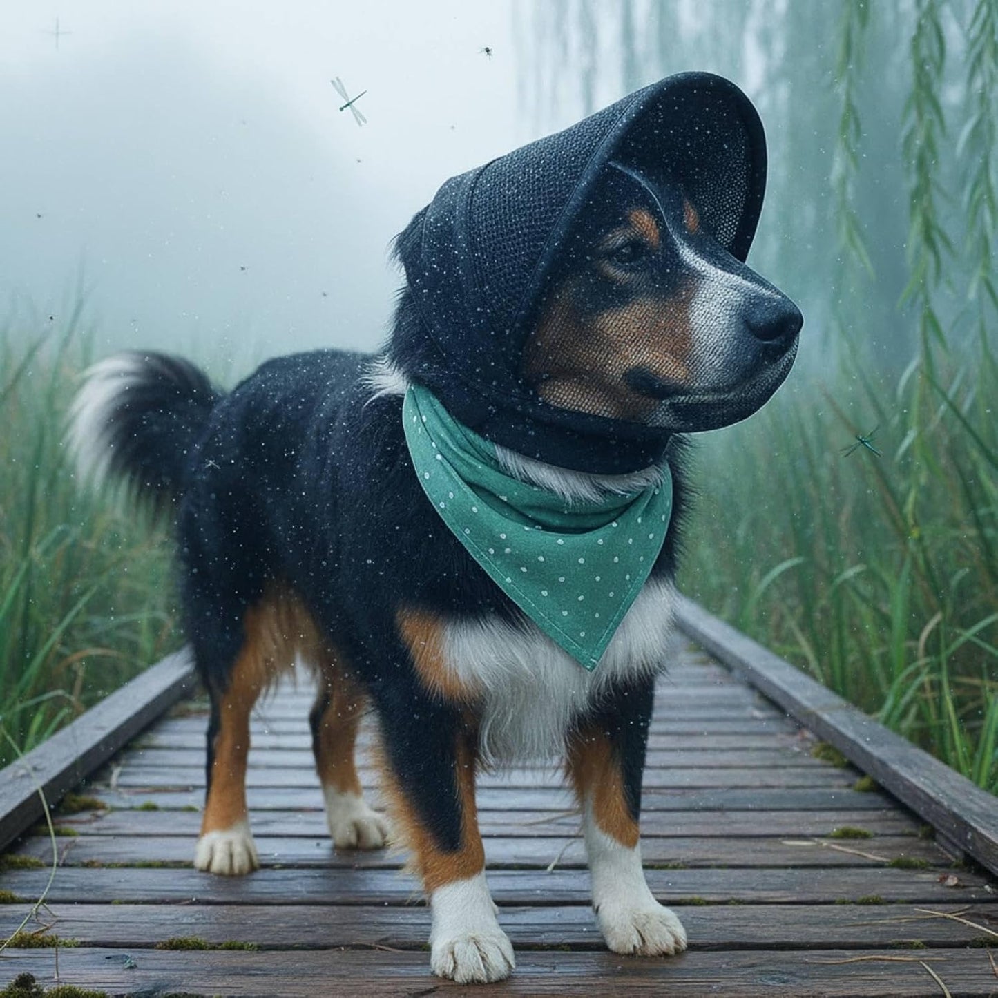 🐶 Breathable Adjustable Dog Muzzle Head Cover -  Anti Biting, Anti Scavenging &  Mosquito Proof for Small Medium Dogs | ☀️ Summer Outdoor