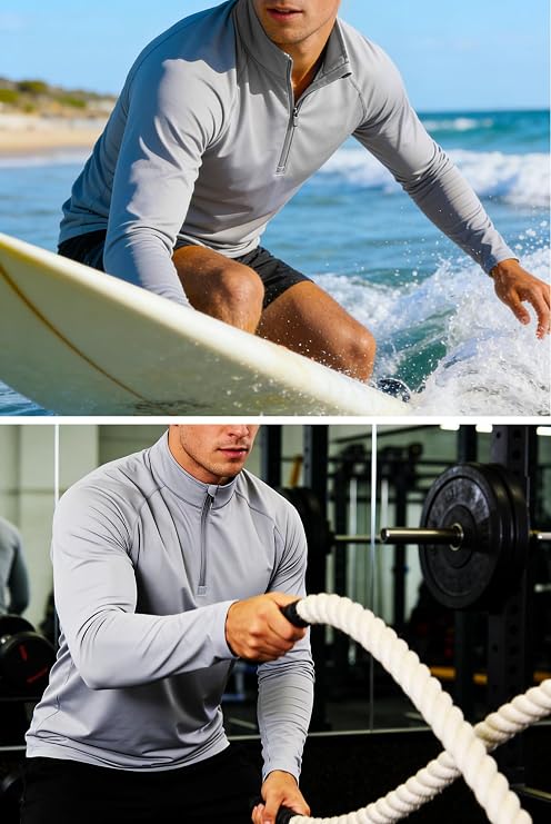 Men's 1/4 Zip Shirt UPF 50+ Quick Dry Lightweight Long Sleeve