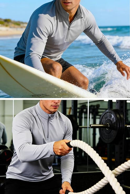 Men's 1/4 Zip Shirt UPF 50+ Quick Dry Lightweight Long Sleeve