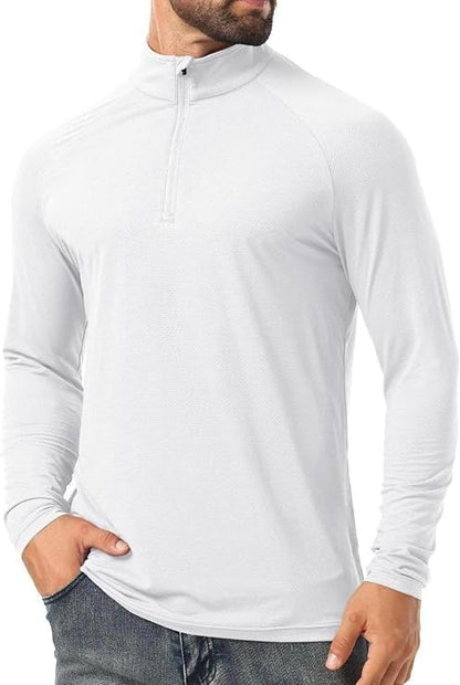 Men's 1/4 Zip Shirt UPF 50+ Quick Dry Lightweight Long Sleeve