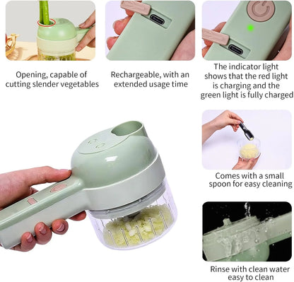 🧄 Handheld Electric Food Processor with Open Feed Chute & Dual Blades 🌶️