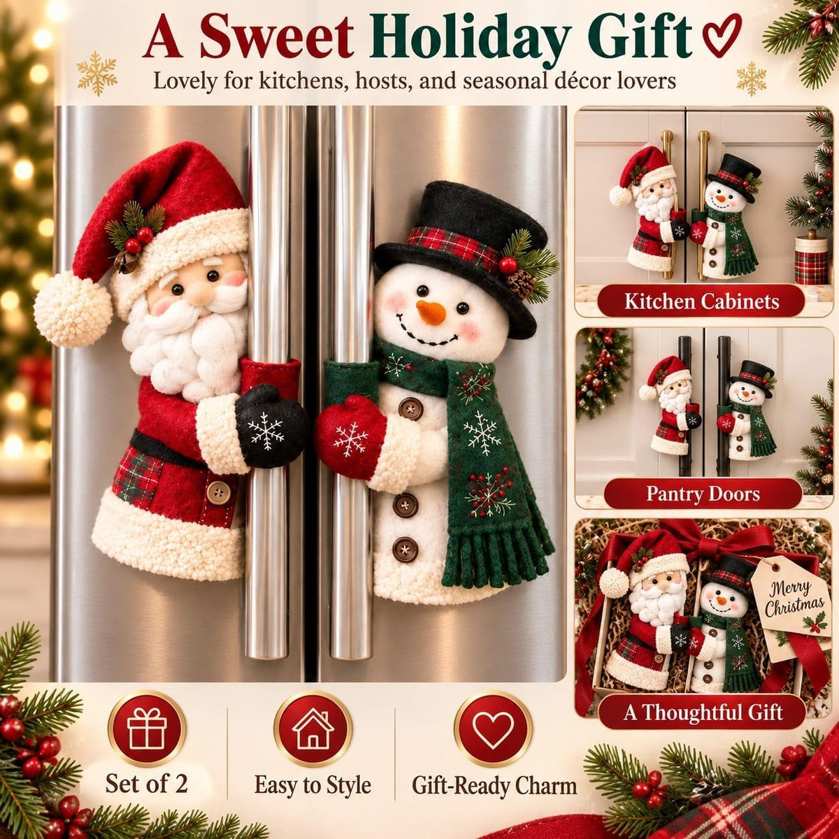 Christmas Santa & Snowman Handle Huggers