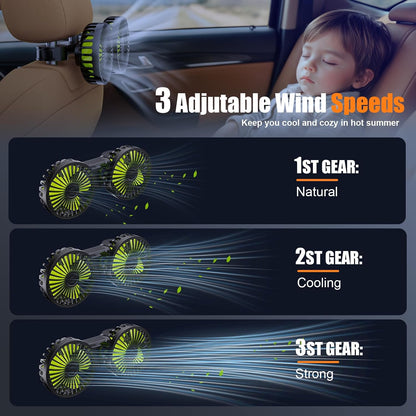 Car Garage Double-headed Fan, 360° Adjustable Angle Car Fan