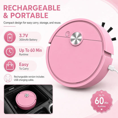 Mini Robot Vacuum Cleaner for Car & Desktop, Rechargeable Smart Automatic Vacuum Robot, Low Noise Portable Cleaner for Dust, Crumbs & Pet Hair