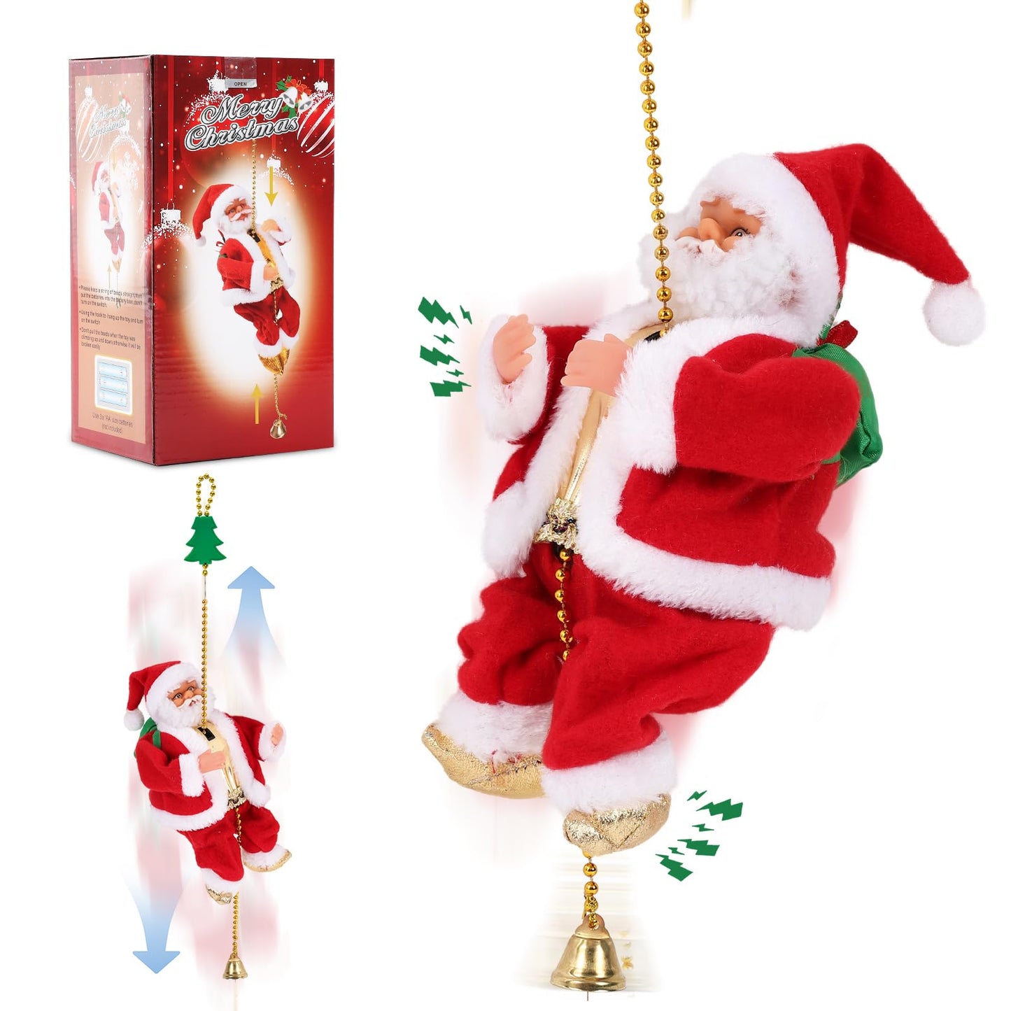 2026 Electric Climbing Santa Christmas Ornament - Battery-Powered