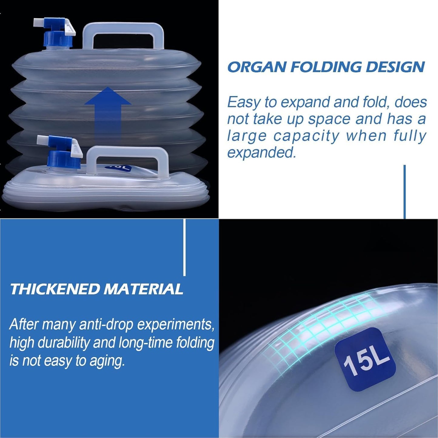 Water Bucket with Faucet Lightweight Foldable Water Bucket Reusable Camping Equipment for Outdoor, Trip