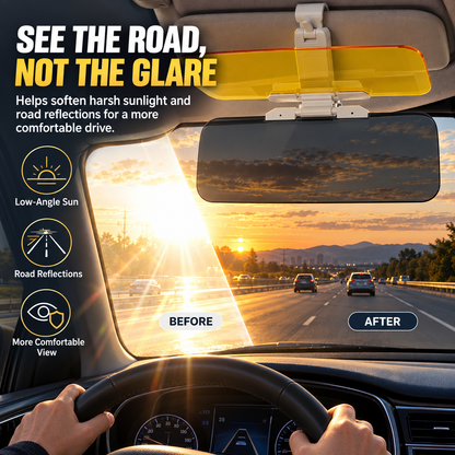 ⭐2-in-1 Car Visor Extender – Day & Night Anti-Glare Driving Shield