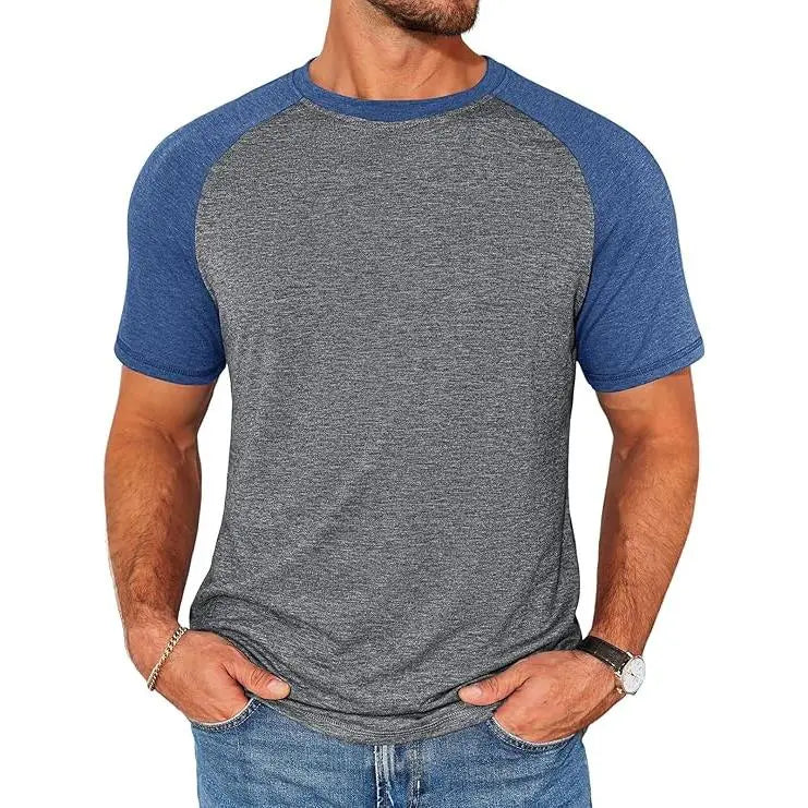 Men's Color Block Raglan T-Shirt Casual Slim Fit