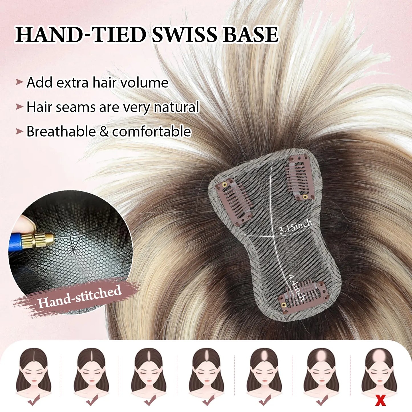 Hair Toppers for Women - 3D Real Human Hair Clip-in Bangs