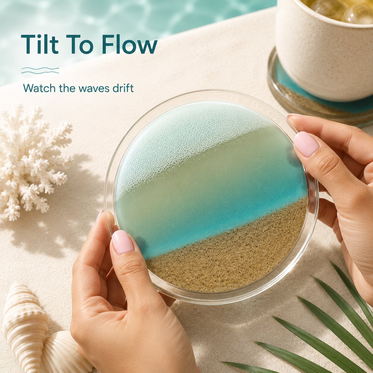 🔥Last Day 49% OFF - 🌊Layered Quicksand Liquid Coaster