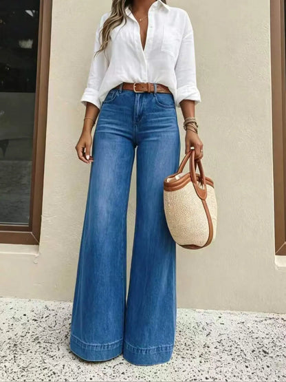 Women's High-Waist Relaxed Wide-Leg Jeans | Stretch Comfort Fit
