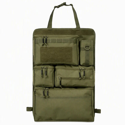 🎉🚗 Tactical Car Backseat Organizer: Heavy-Duty Nylon, Webbed Loops, Buckled Straps, Universal Fit