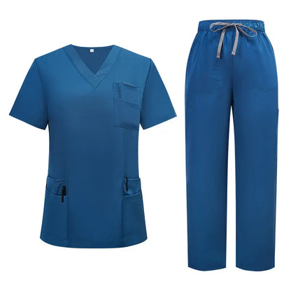 New Arrival Scrubs Sets for Women Medical Scrub Set (Top & Straight Leg Pants)