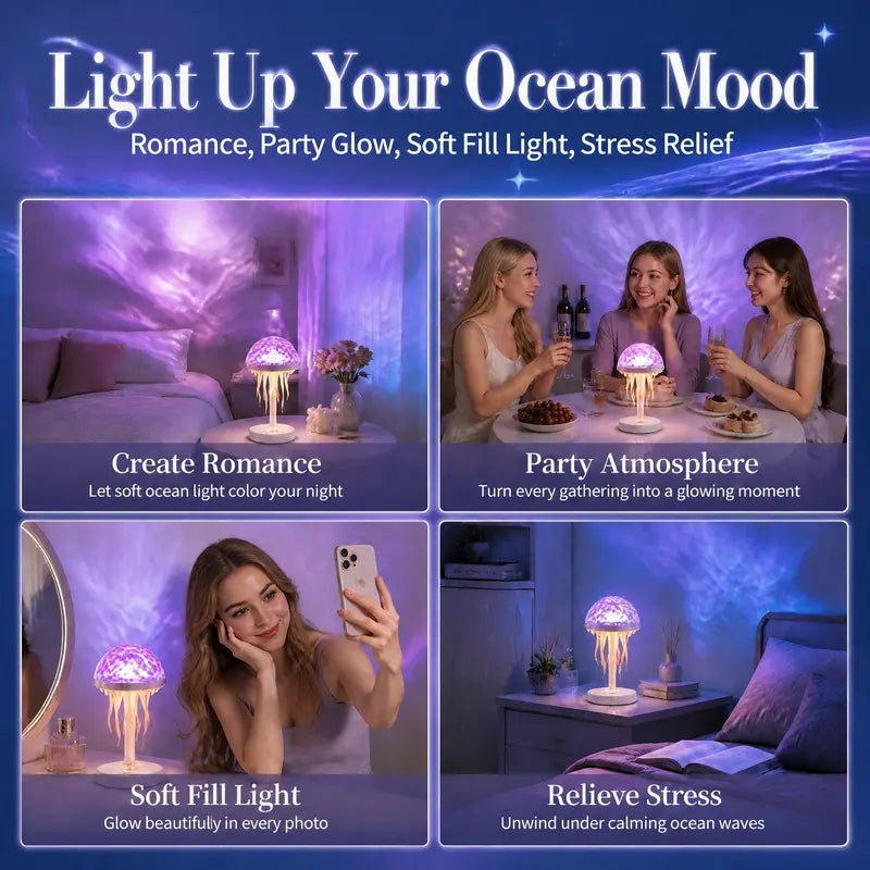 💡Jellyfish Lamps Projector RGB Night Lights - 7 Color Portable Bright Table Desk Lamp