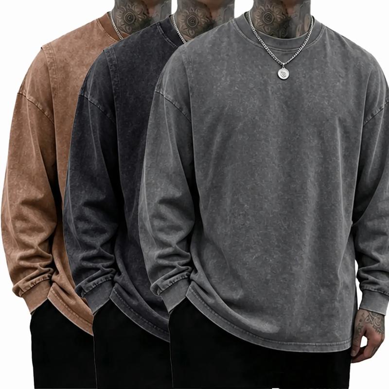 Men's Oversized Washed Distressed Cotton Crewneck Sweatshirt
