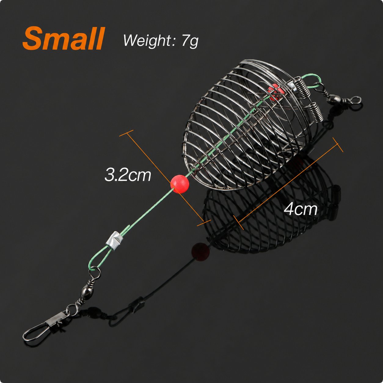 Stainless Steel Fishing Bait Cage Trap Basket Feeder Holder- Fishing Rig Attachment