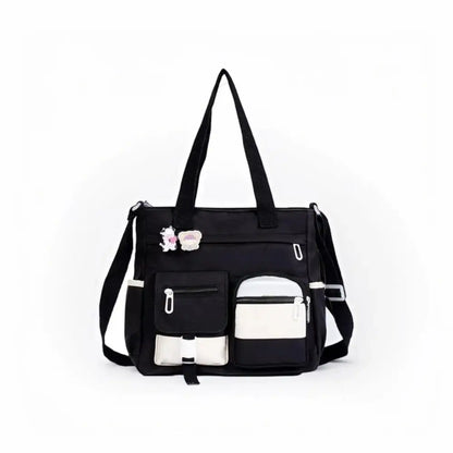 Canvas Tote Bag with Multi Pockets for Women
