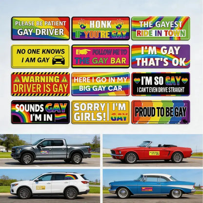12 Rainbow Pride Magnetic Bumper Stickers