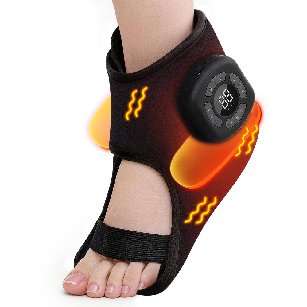 Air Compression Foot Massager with Heat, Cordless Chargeable Ankle Massager with 3 Modes 5 Intensities 3 Heat Levels, Heated Ankle Massage Wrap, Wireless Ankle Heating Pad with Massage for Men Women Seniors, Portable Pain Relief, Portable Massagers