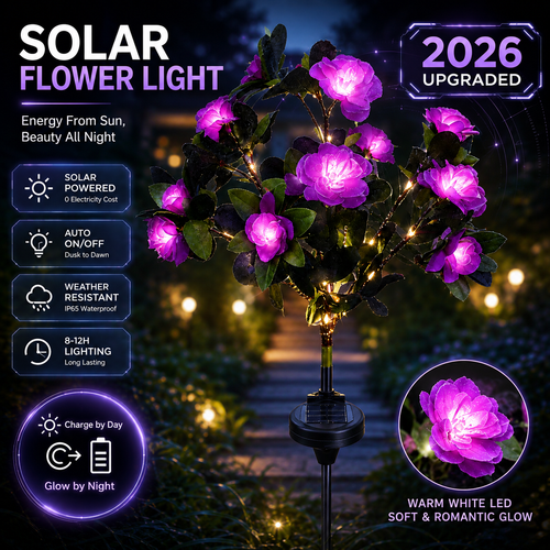 🔥Last Day 70% OFF-LED Solar Flower Lights Rhododendron Outdoor Simulated Flower Lamp
