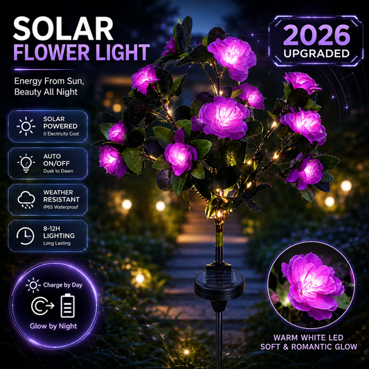 🔥LED Solar Flower Lights Rhododendron Outdoor Simulated Flower Lamp