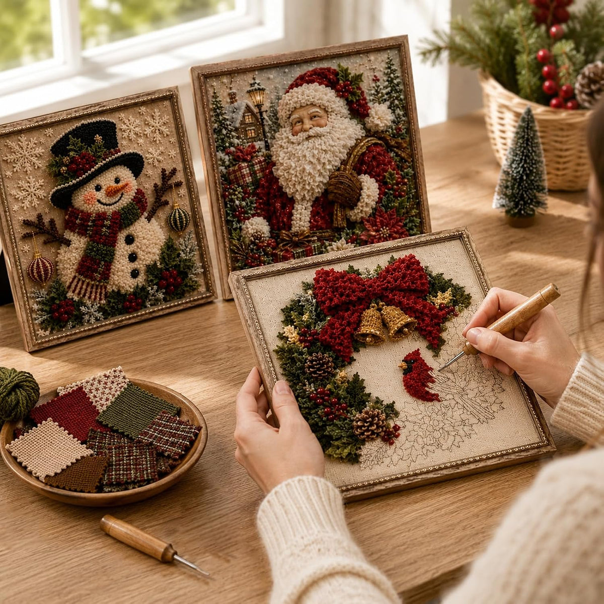 3D Christmas Fabric Poke Art Kit-Creative Christmas Decoration Gift for Adults