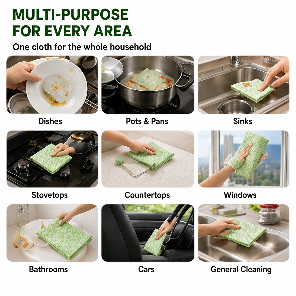 Reusable Kitchen Cleaning Cloths – 20-Piece Tear-Off Roll