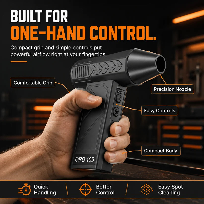 2-in-1 Cordless Air Duster & Vacuum – 130,000 RPM Rechargeable Turbo Blower