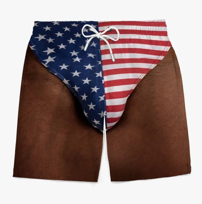 🏖️ Funny Patriotic Men's Swim Trunks| 🌊Freedom & Chill Beach Shorts