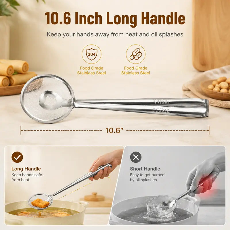 🔥 50% OFF 2-in-1 Stainless Steel Frying Filter Tongs – Clip, Drain & Serve Easily