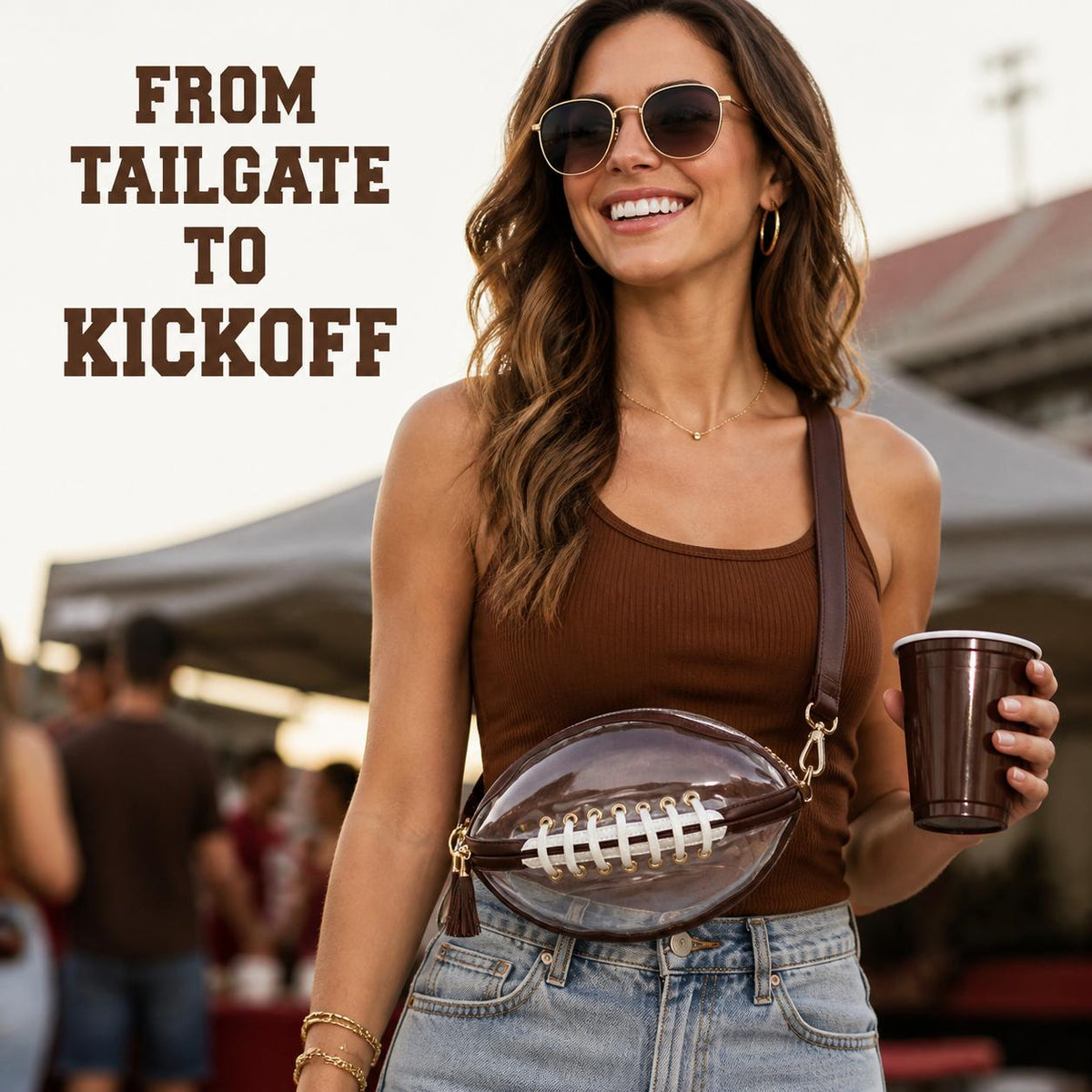 🏈 Game Day Favorite Clear Football Crossbody Bag with Adjustable Strap