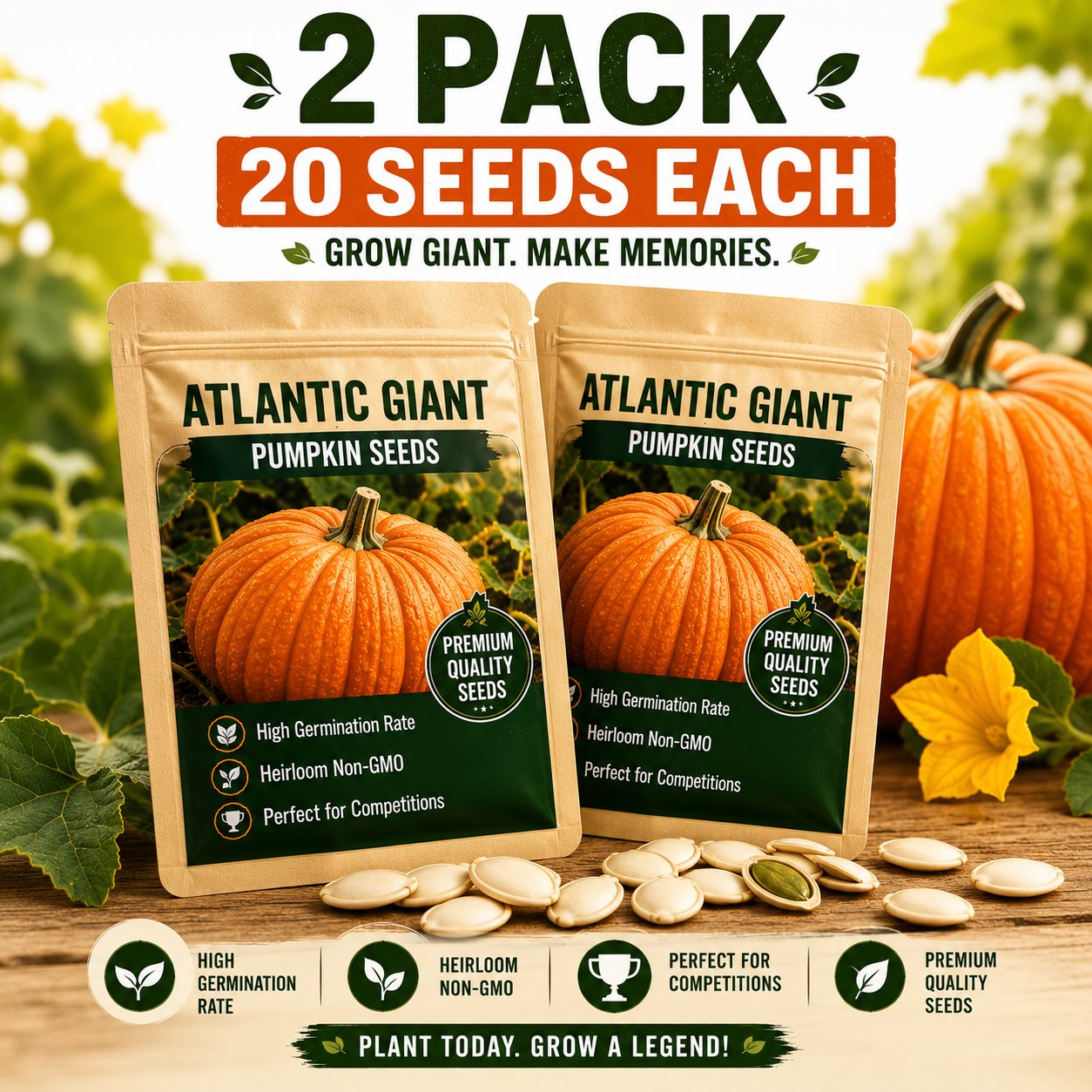 ⏰Limited Stock 49% OFF🎃Grow Your Own Giant Pumpkins – Atlantic Giant Heirloom Seeds