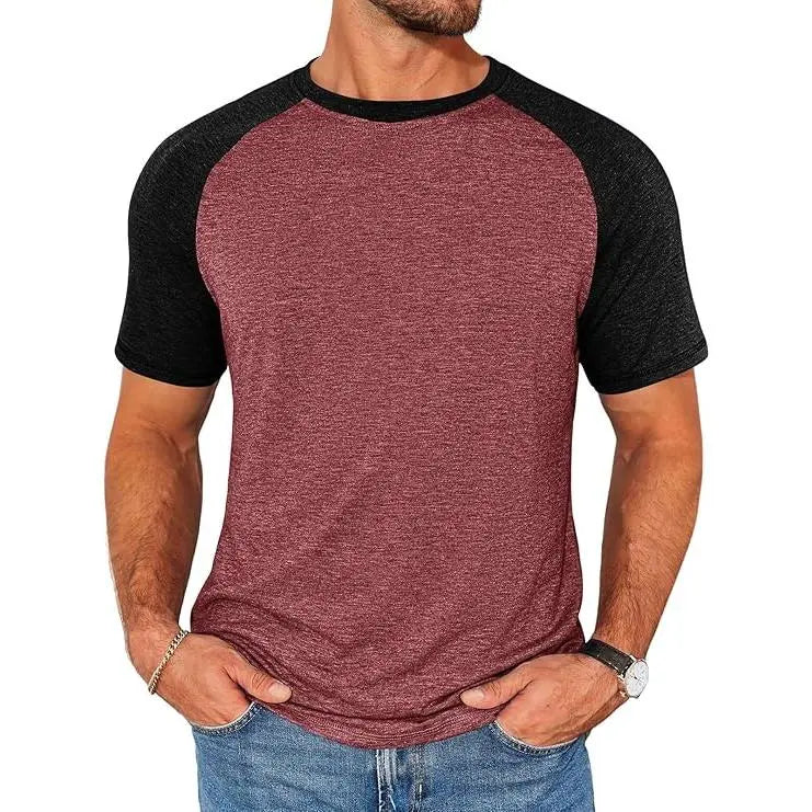Men's Color Block Raglan T-Shirt Casual Slim Fit