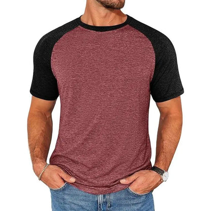 Men's Color Block Raglan T-Shirt Casual Slim Fit