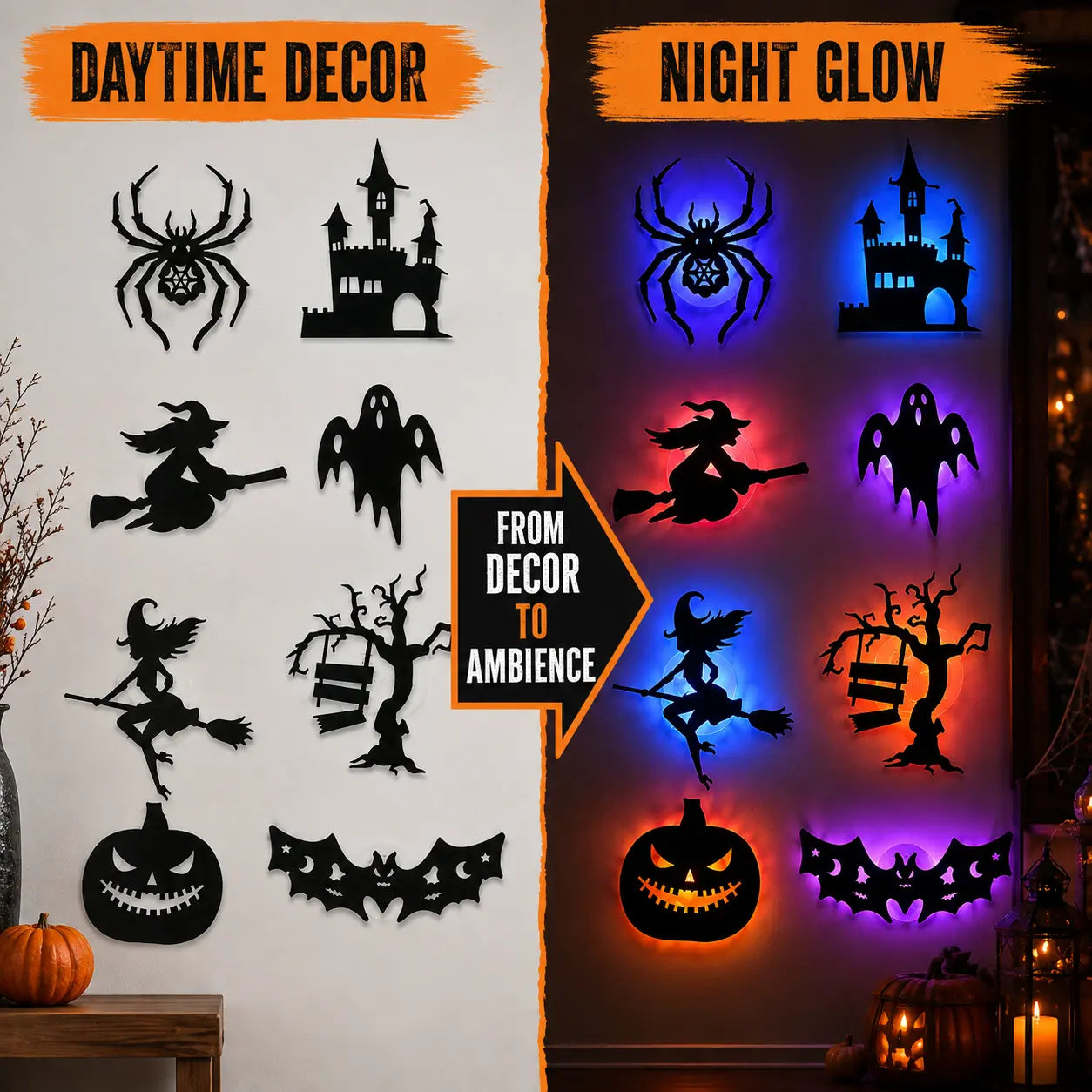Halloween LED Silhouette Wall Light Stickers