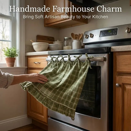 Polyester Farmhouse Stove Top Cover - Cooktop Cover with Ruffled Bow 77 * 55cm