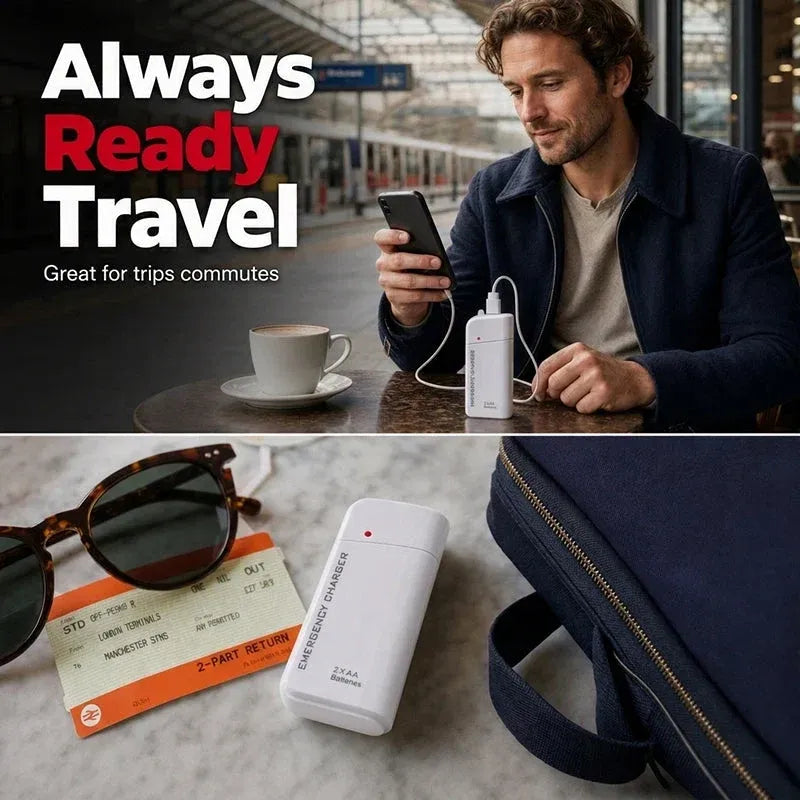 🔥😍Portable Emergency Phone Charger AA Battery Powered Power Bank with LED Flashlight