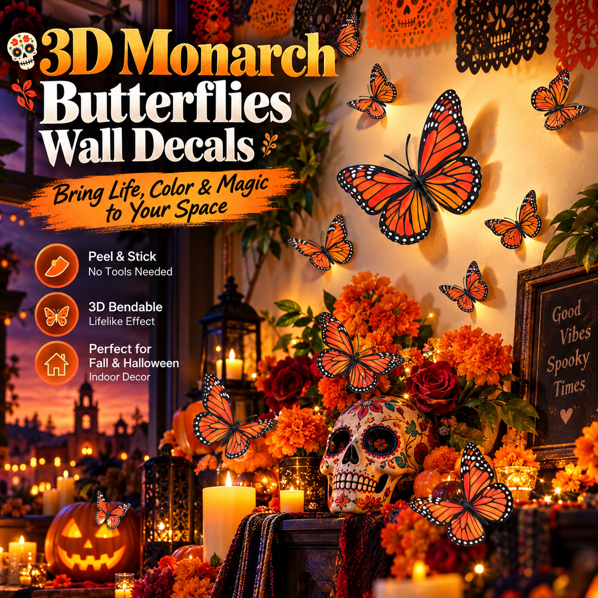 🦋3D Monarch Butterfly Wall Decal Hanging Decor
