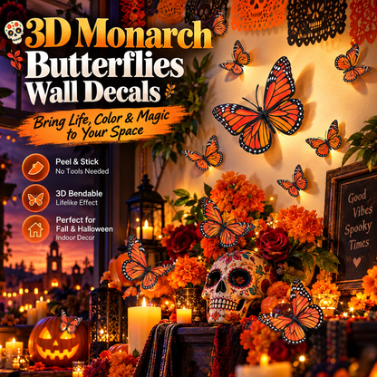 🦋3D Monarch Butterfly Wall Decal Hanging Decor