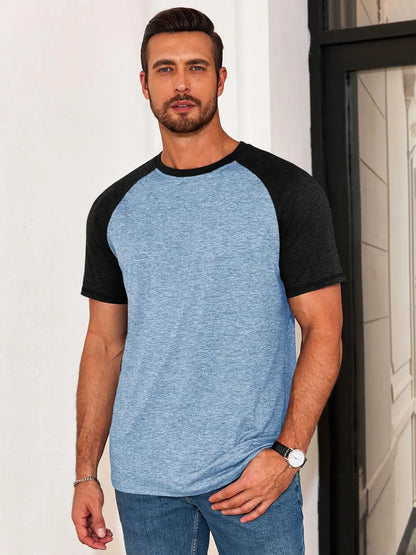 Men's Color Block Raglan T-Shirt Casual Slim Fit