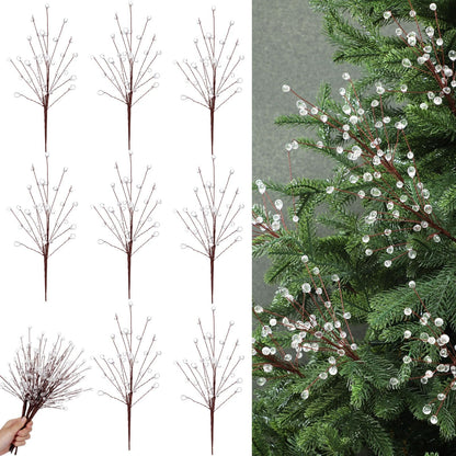 🎄8 Pcs Crystal Christmas Tree Picks, 11.8 Inch with Bead Drop